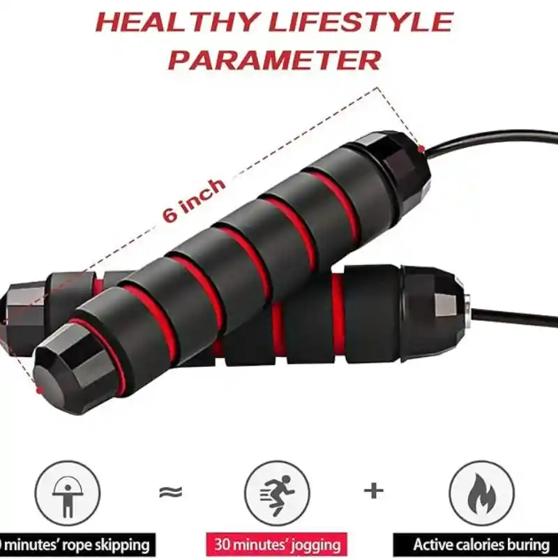 Lazo Guaya Cuerda Para Saltar Fitness Color Negro Con Rojo