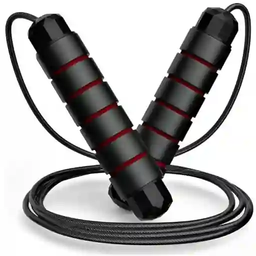 Lazo Guaya Cuerda Para Saltar Fitness Color Negro Con Rojo