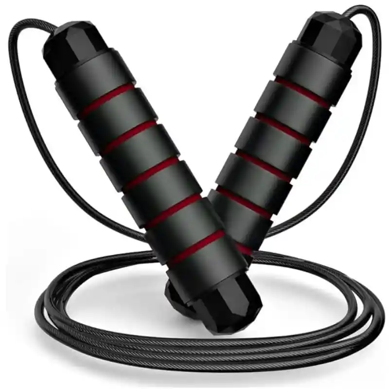 Lazo Guaya Cuerda Para Saltar Fitness Color Negro Con Rojo
