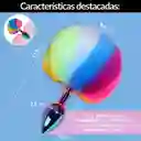 Plug Anal Con Cola De Conejo Arcoíris Talla S