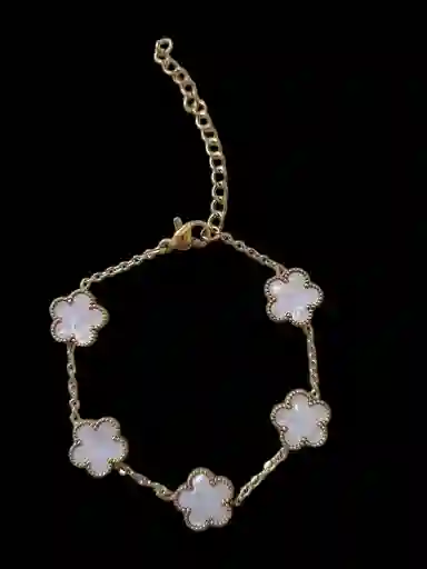 Pulsera Trébol Estilo Van Cleef Blanca