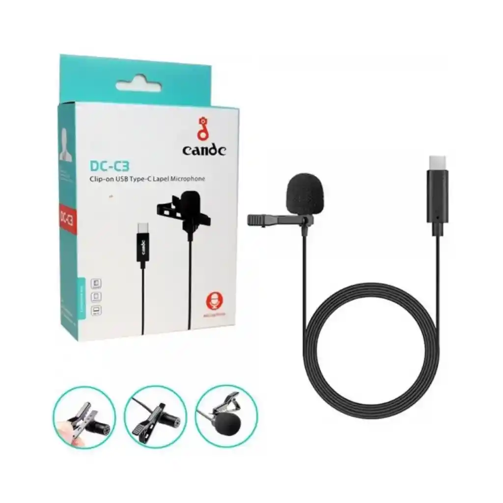 Micrófono De Solapa 3 Mts Para Celulares Tipo C