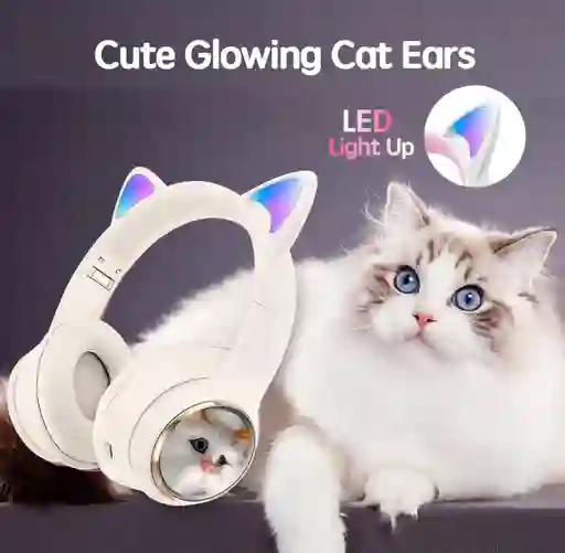 Audífonos Para Niños Diadema Bluetooth Gato 09