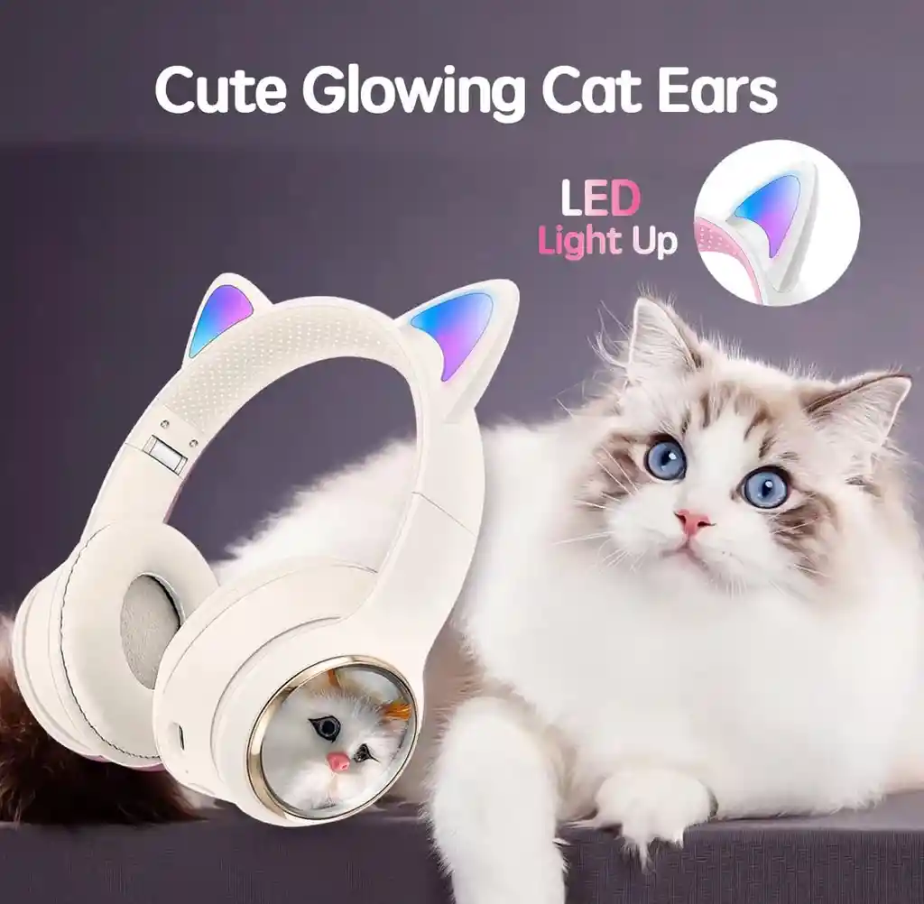 Audífonos Para Niños Diadema Bluetooth Gato 09