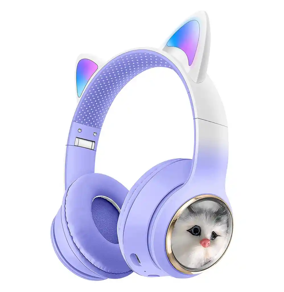 Audífonos Para Niños Diadema Bluetooth Gato 09