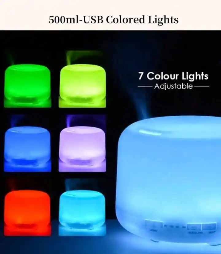 Humidificador Difusor De Aroma, Luz Led, Control + 1 Esencia Hidrosoluble (500ml)