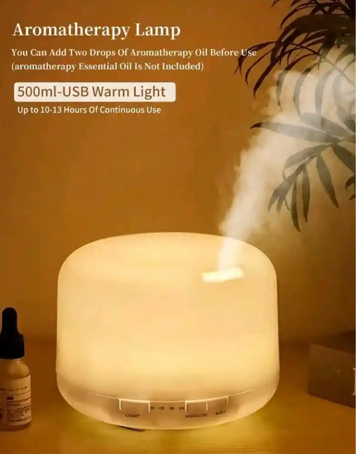 Humidificador Difusor De Aroma, Luz Led, Control + 1 Esencia Hidrosoluble (500ml)