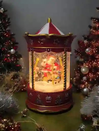 Carrusel Navideño Giratorio Animado Adorno Navideño Rojo🎄🎅