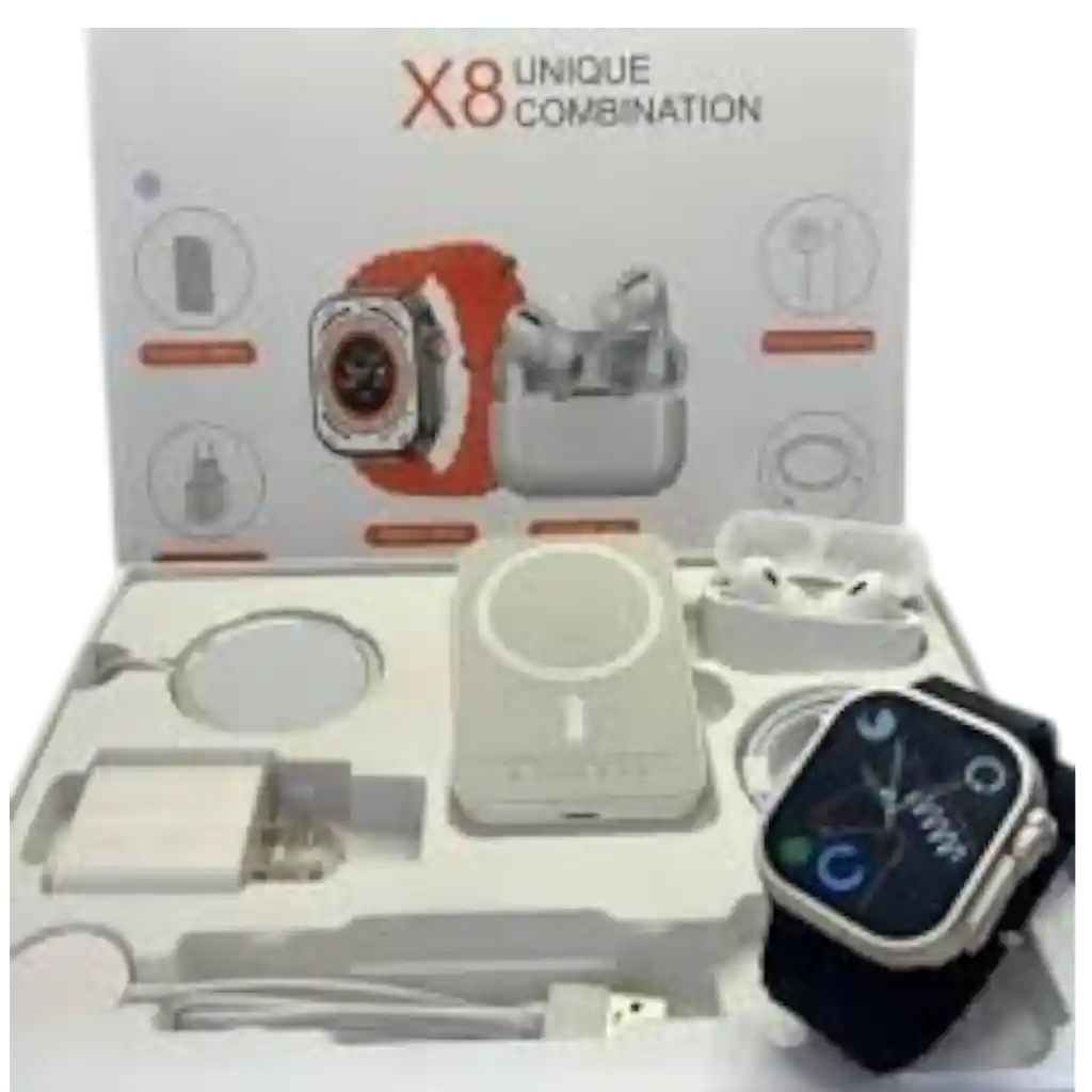 Combo Reloj Power Bank Audifonos X8