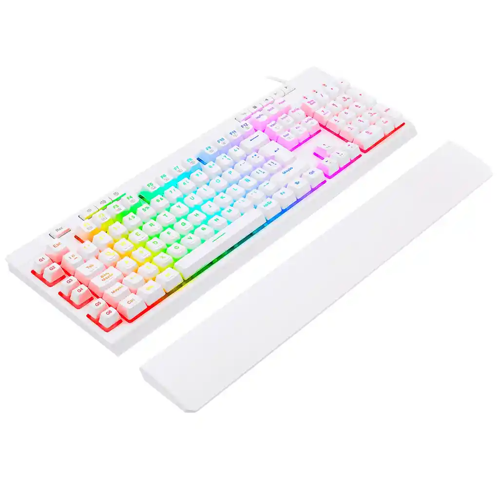 Teclado Gamer Redragon K512w Shiva Rgb Español Blanco