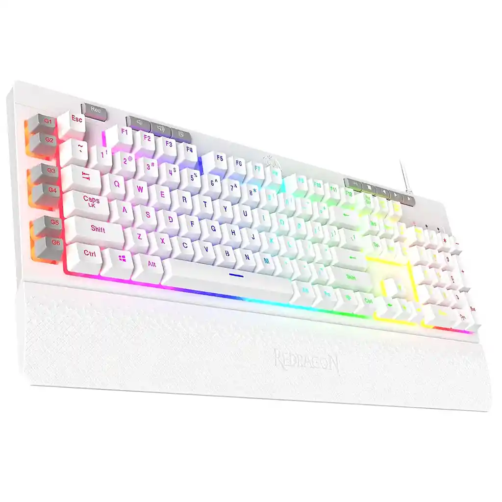 Teclado Gamer Redragon K512w Shiva Rgb Español Blanco
