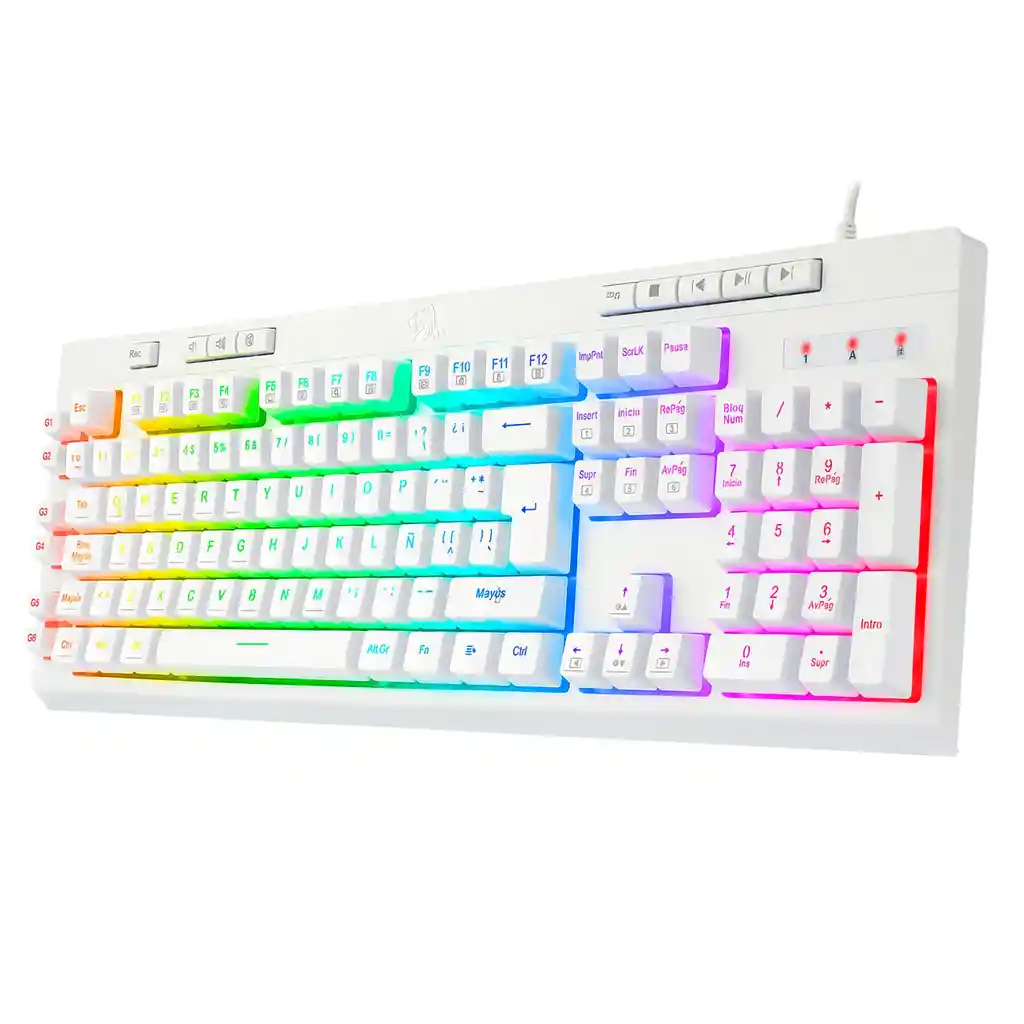 Teclado Gamer Redragon K512w Shiva Rgb Español Blanco