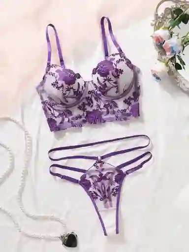 Conjunto Bordado Floral Talla M
