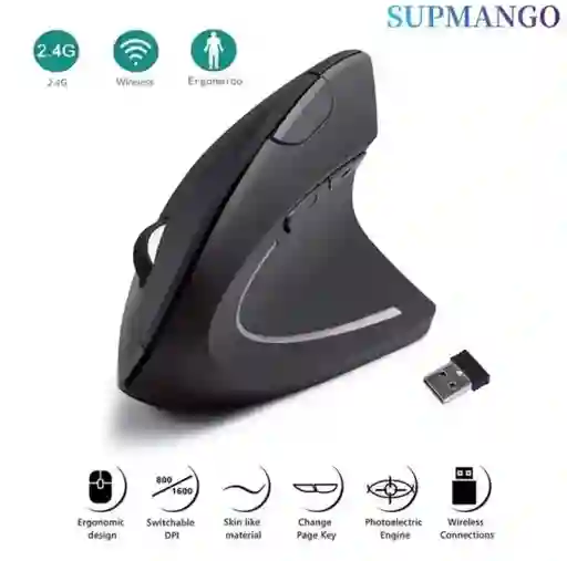 Mouse Ergonómico Vertical Inalámbrico 2.4g – Antidolor De Muñeca