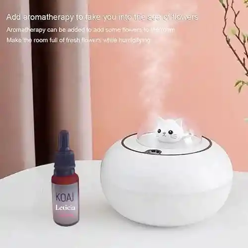 Humidificador Difusor De Aromas Gato Espacial Luz Led Blanco + 1 Esencia Hidrosoluble