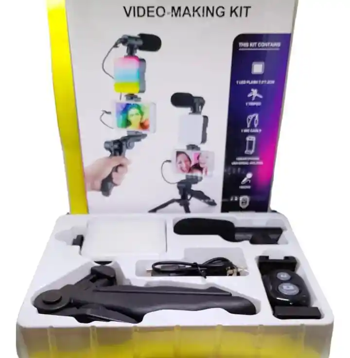Estabilizador Ay-49 Celular Kit Grabación Trípode Micrófono Rgb