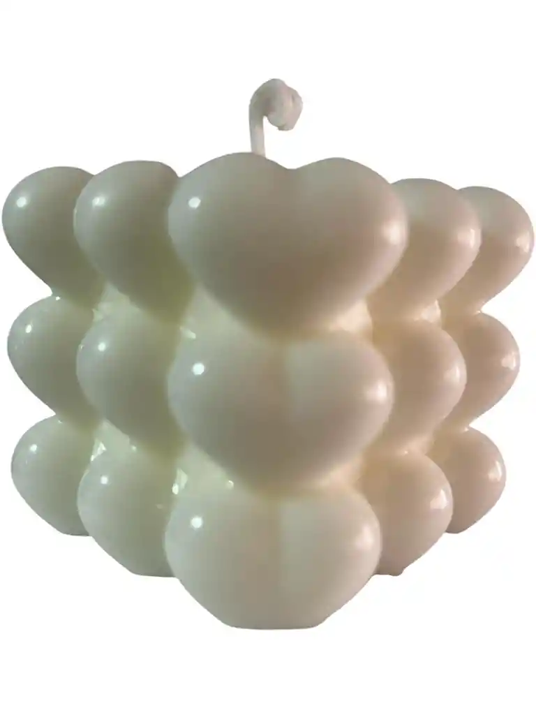 Regalo Especial Vela Decorativa Bubble Corazon Blanco Con Aroma A Te Negro 6*6