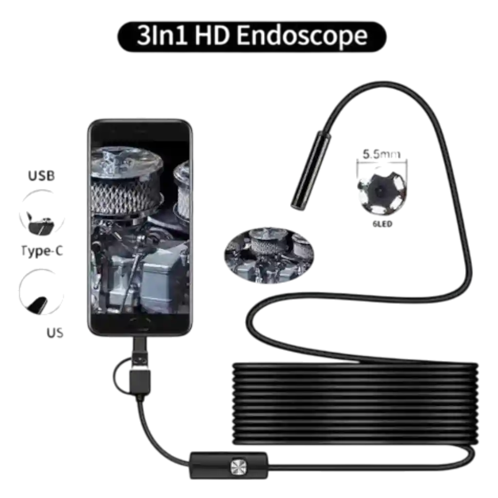 Camara Inspeccion Tipo C Endoscopio Android 3en1 Sonda Usb
