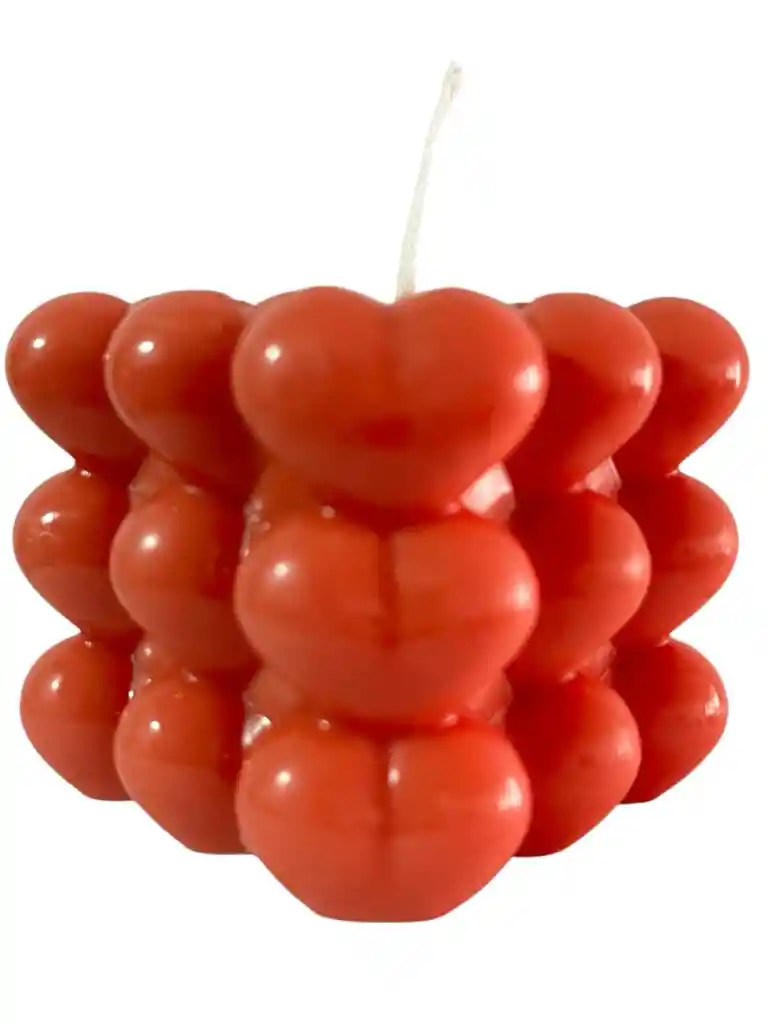 Regalo Especial Vela Decorativa Bubble Corazon Rosa Coral Con Aroma A Rosa 6*6