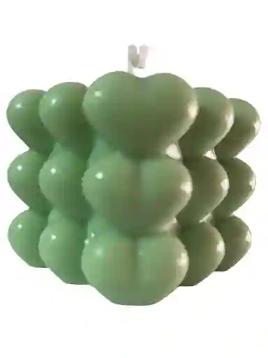 Regalo Especial Vela Decorativa Bubble Corazon Verde Pistacho Con Aroma A Te Negro 6*6