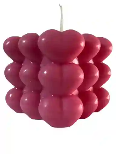 Regalo Especial Vela Decorativa Bubble Corazon Rosa Magenta Con Aroma A Rosa 6*6