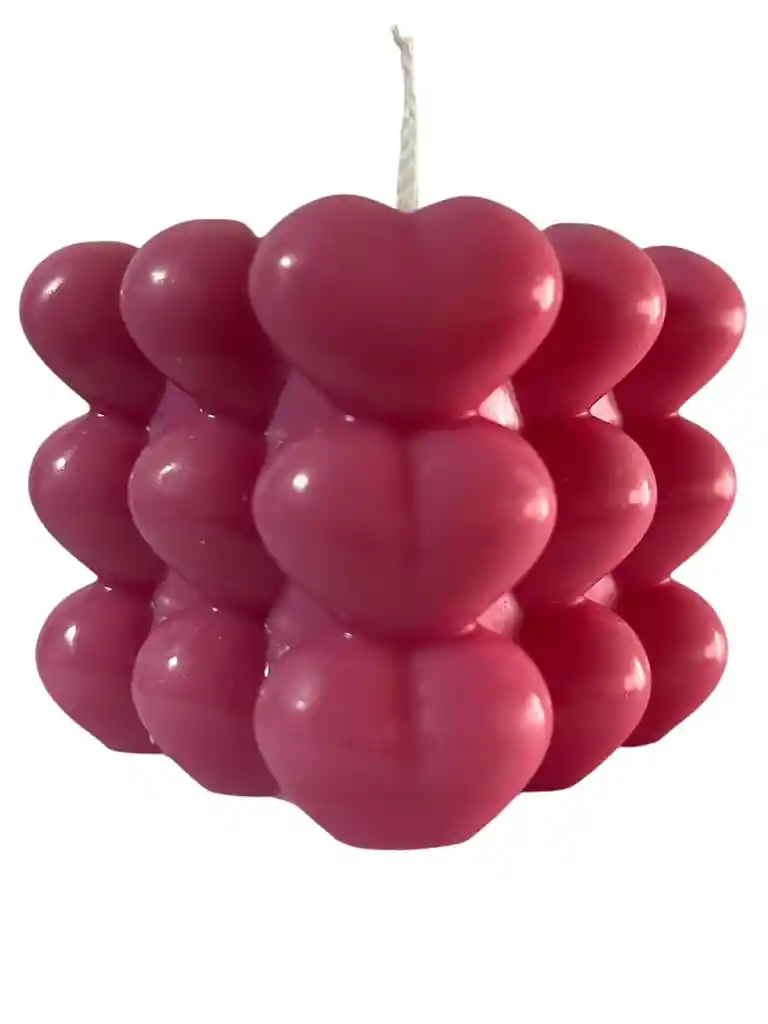 Regalo Especial Vela Decorativa Bubble Corazon Rosa Magenta Con Aroma A Rosa 6*6