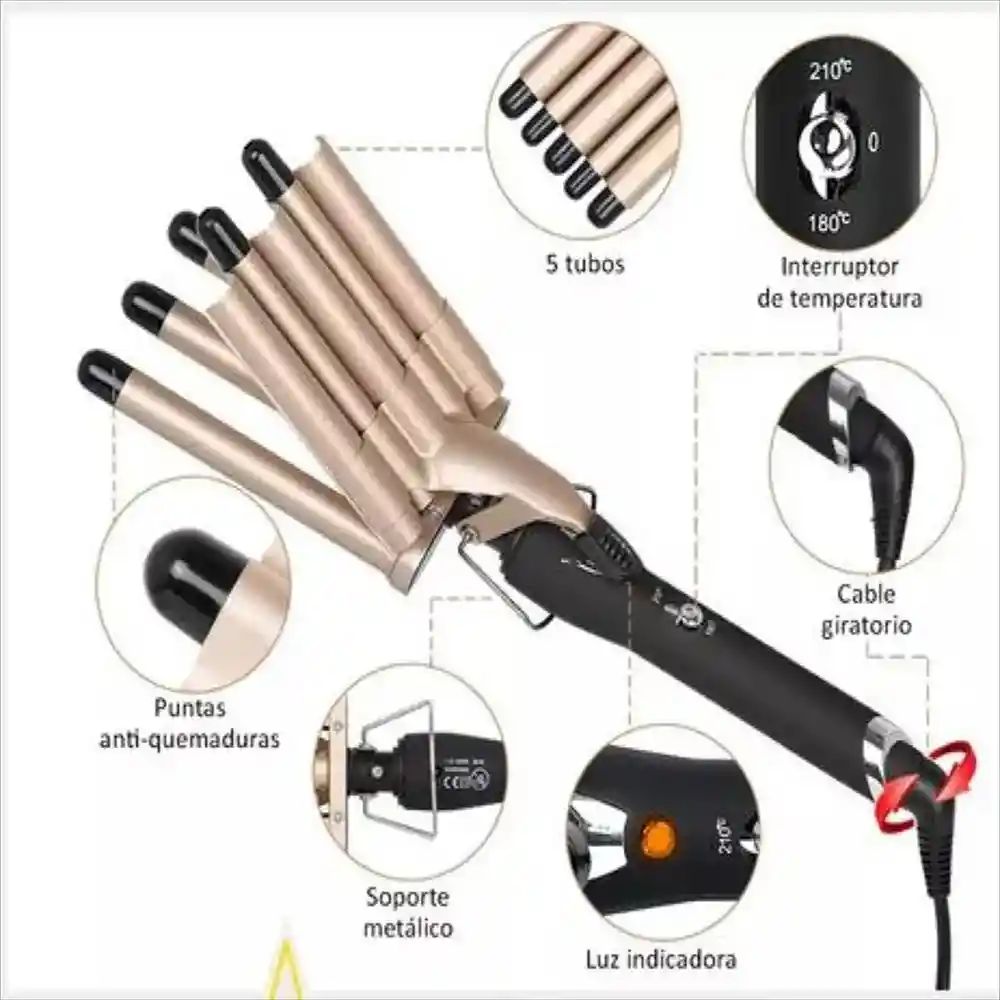 Rizador Ondulador Para Cabello En Bucle 5 Tubos