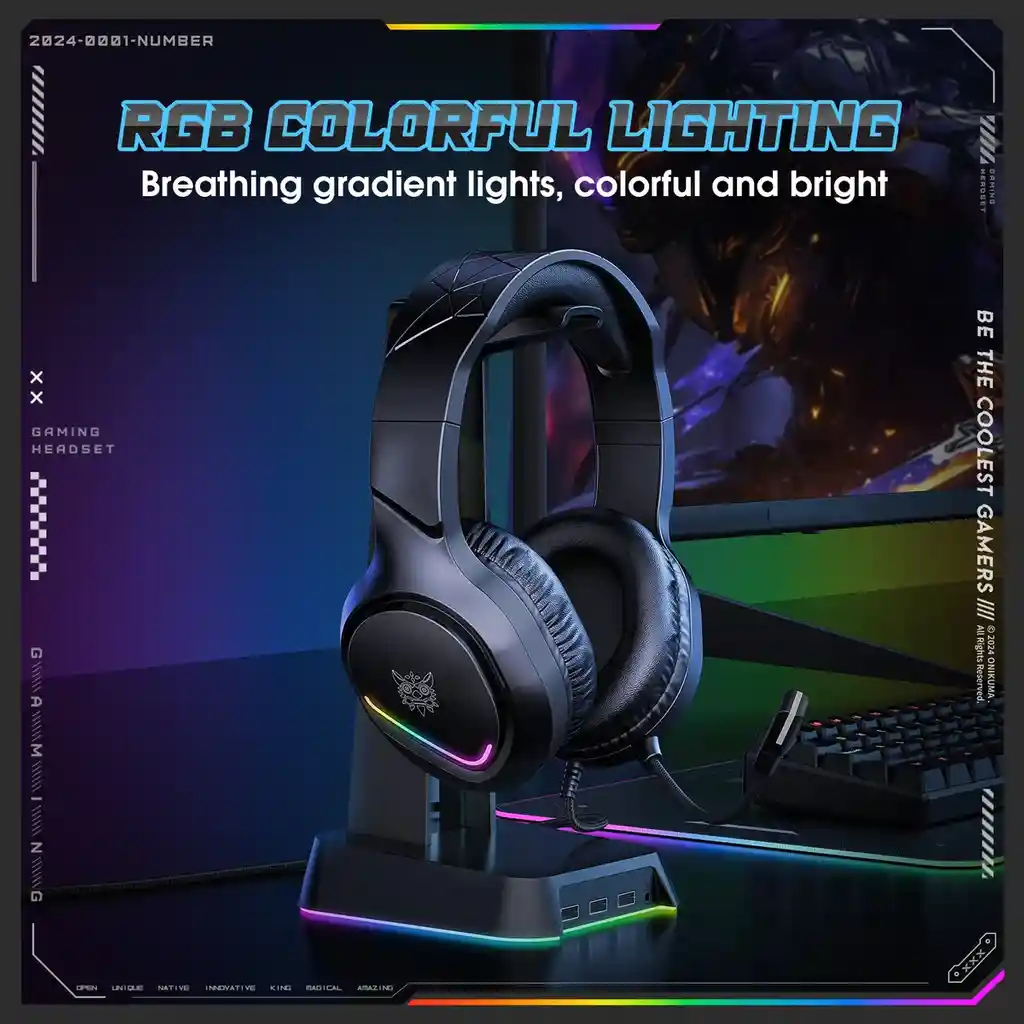 Audifonos Diadema Gamer Onikuma X31 Rgb Retroiluminada