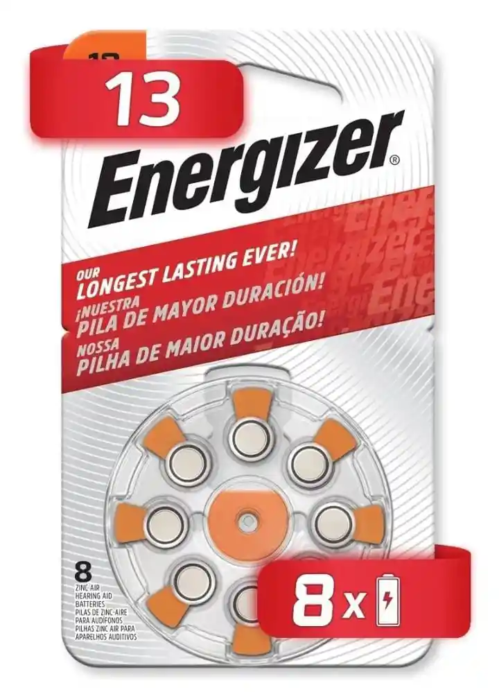 Pila Energizer Auditiva Modelo 13 13-bp8 Con 8 Unidades 1.45v 258 Mah Zinc Aire