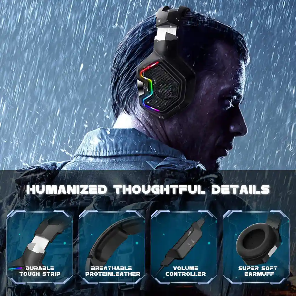 Audifonos Diadema Gamer Onikuma K10 Pro Profesionales Retroiluminación