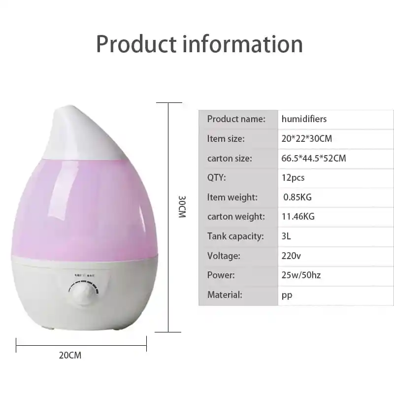 Humidificador Grande, Ultra Silencioso 3l, Apagado Automático, (azul Agua Marina) + 1 Esencia