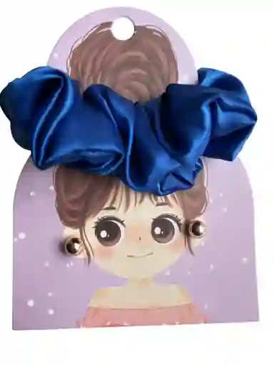 Set De Bamba Scrunchies En Satín Reina Azul Rey Con Topos