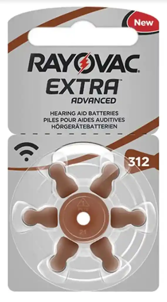 Pilas Rayovac #312 Color Marrón Auditiva Pack De 6 Unidades