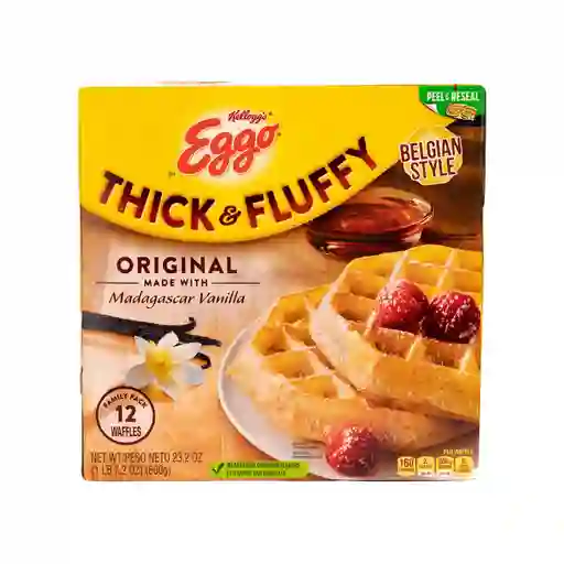 Kellogg's Eggo Waffles Originales Gruesos Y Esponjosos 12 Unidades / 55 G