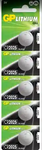 Pila Botón Cr2025 Gp Lithium Blister Por 5 Unidades