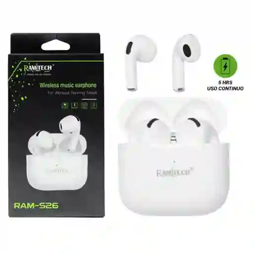 Audífonos Bluetooth Ramitech Ram S-26 Blancos