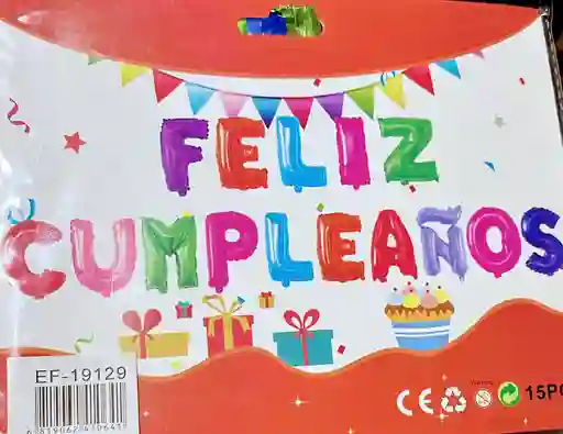 Globos Letrero Metalizado Feliz Cumpleaños 18` Colores