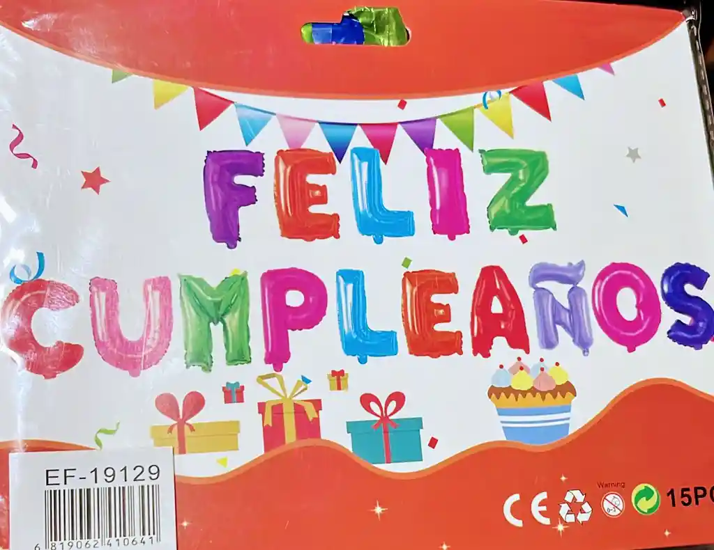 Globos Letrero Metalizado Feliz Cumpleaños 18` Colores