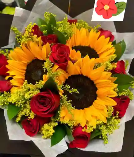 Bouquet 3 Girasoles Rosas