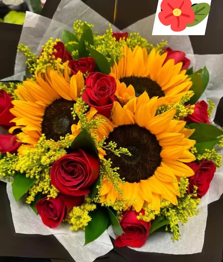 Bouquet 3 Girasoles Rosas