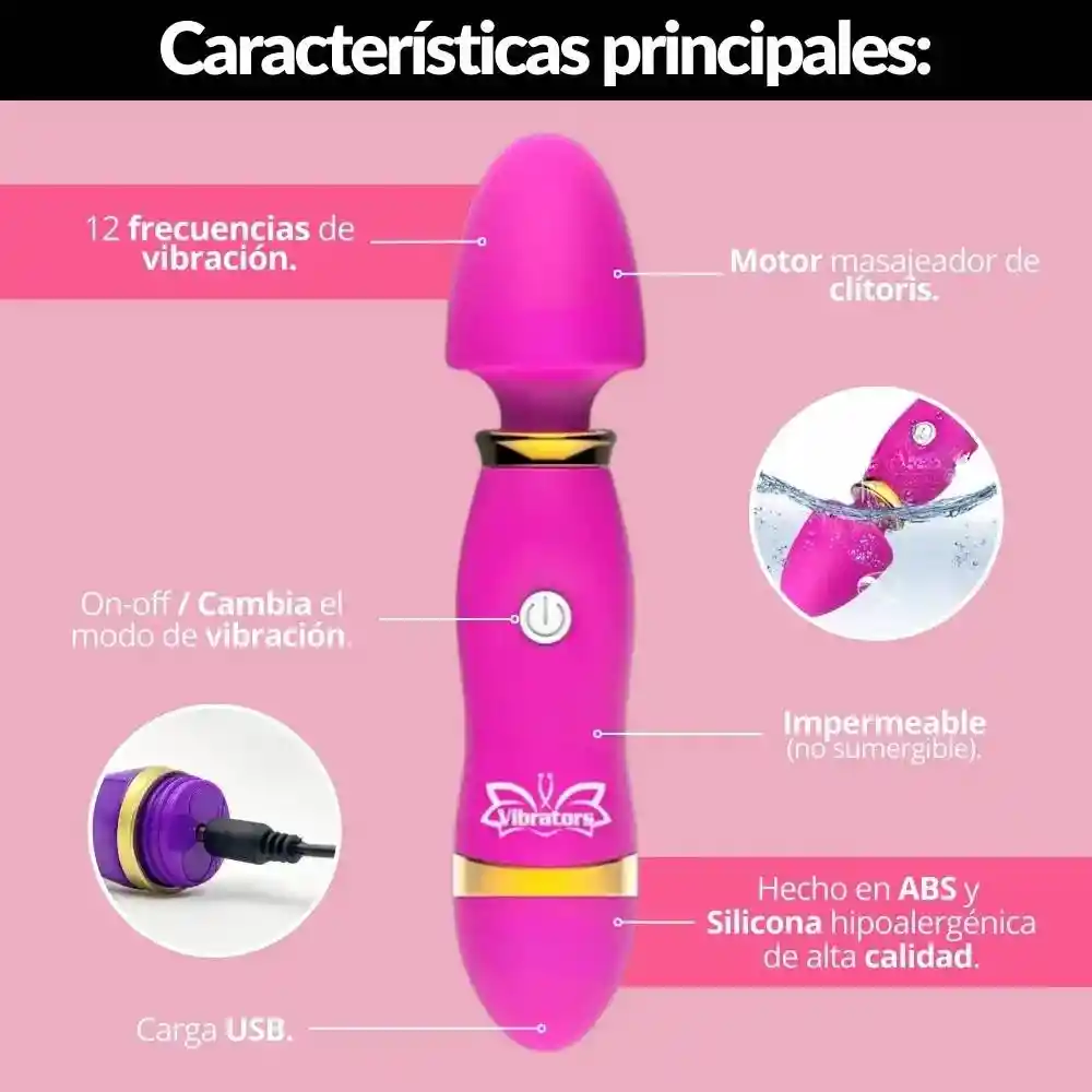 Vibrador Masajeador Stong Carga Usb - 12 Modos Vibración