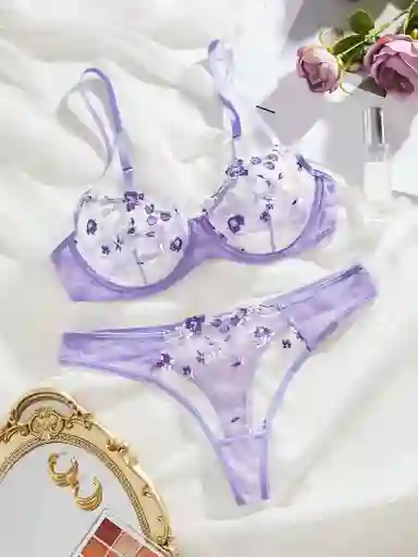 Conjunto Bordado Floral Talla M R112