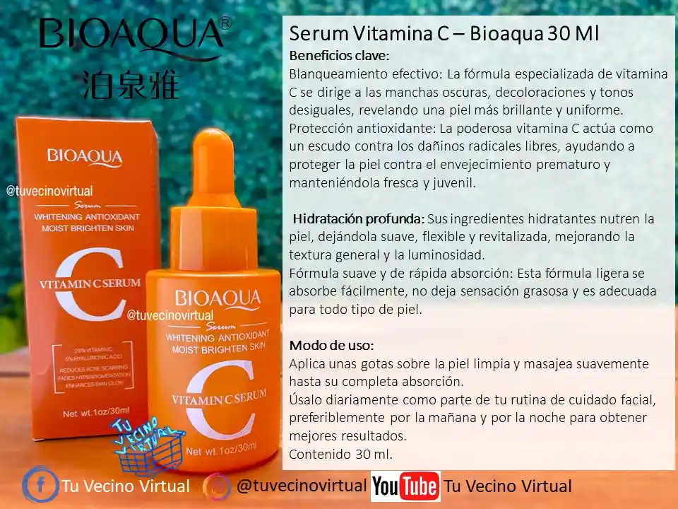 Suero De Arroz 15 Ml Mas Suero Vitamina C Bioaqua