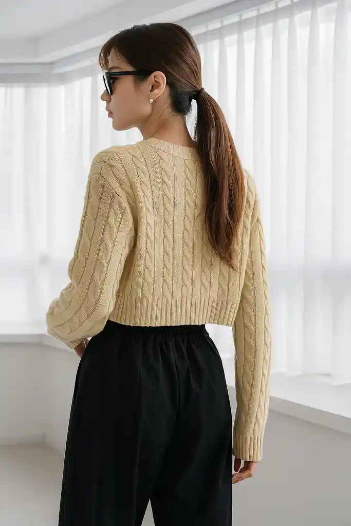 Suéter Para Mujer Con Trenzas Holgado ,ombliguero