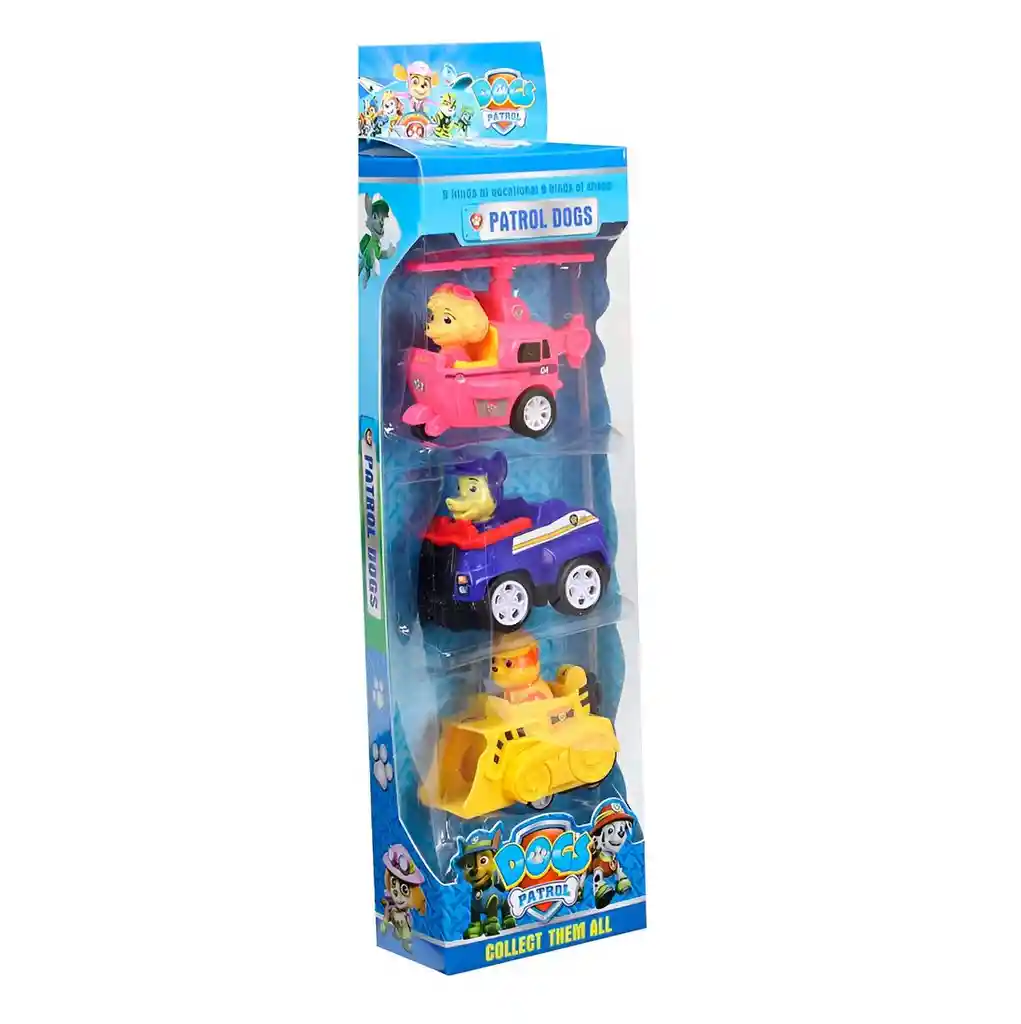 Coleccion Carros Deportivos Patrulla Canina De Cuerda X 3 Un