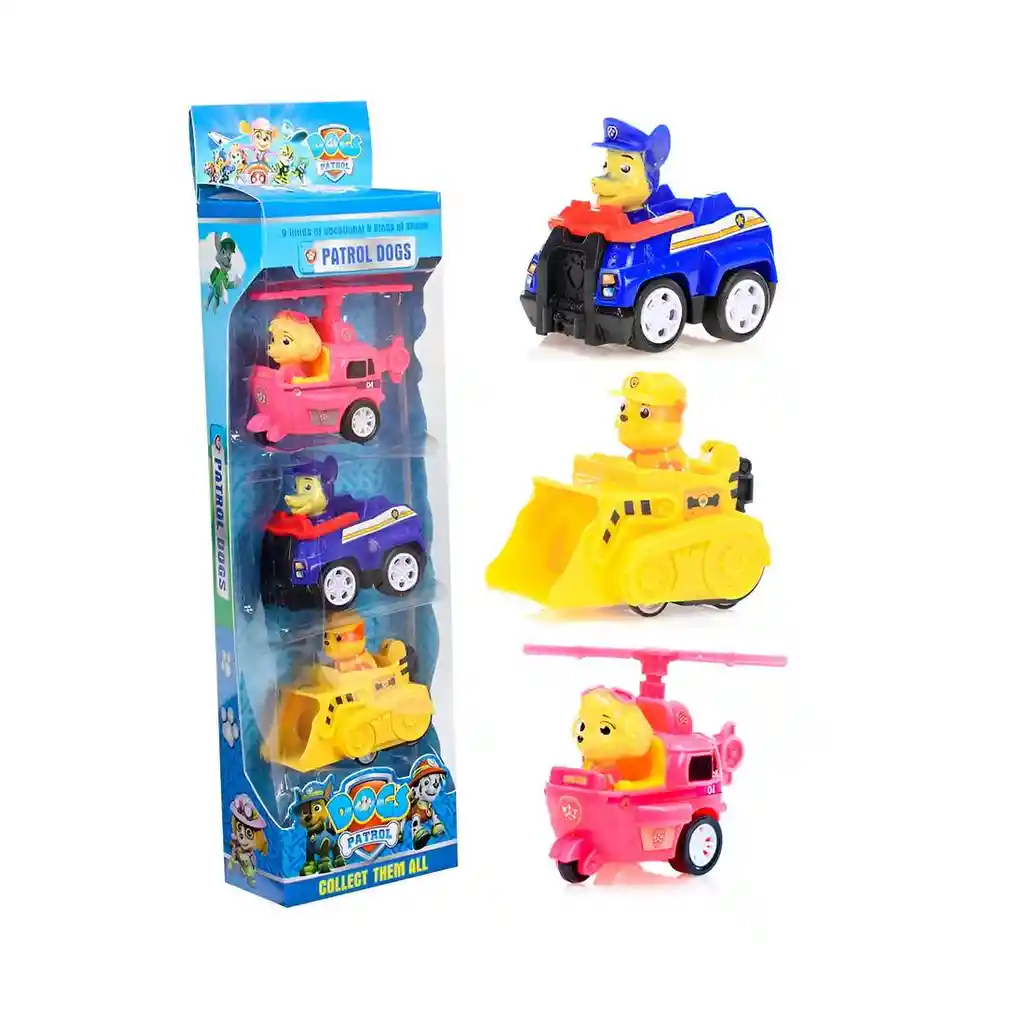 Coleccion Carros Deportivos Patrulla Canina De Cuerda X 3 Un
