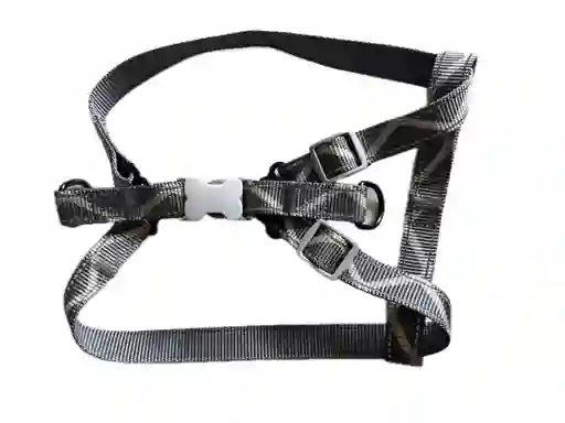 Arnés Con Correa Para Perro Tipo Y - Gris Con Lineas Reflectivas