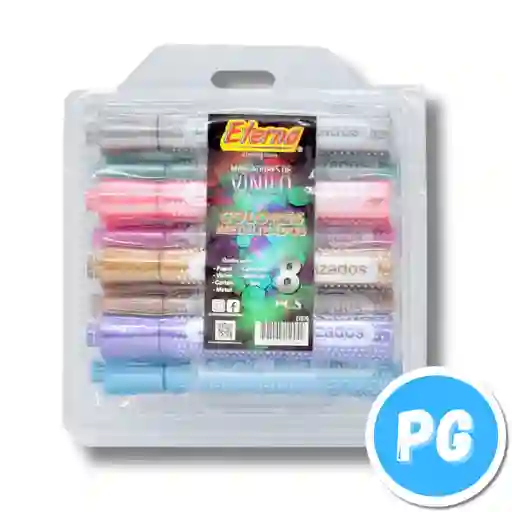Paquete Marcador Eterna Vinilo X8 Unds Metalizados