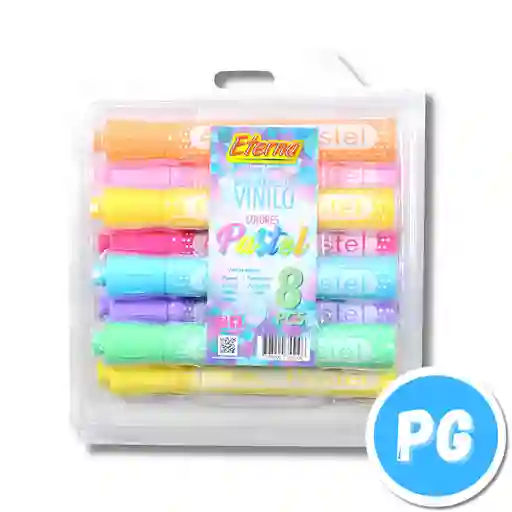 Paquete Marcador Eterna Vinilo X8 Unds Tonos Pastel