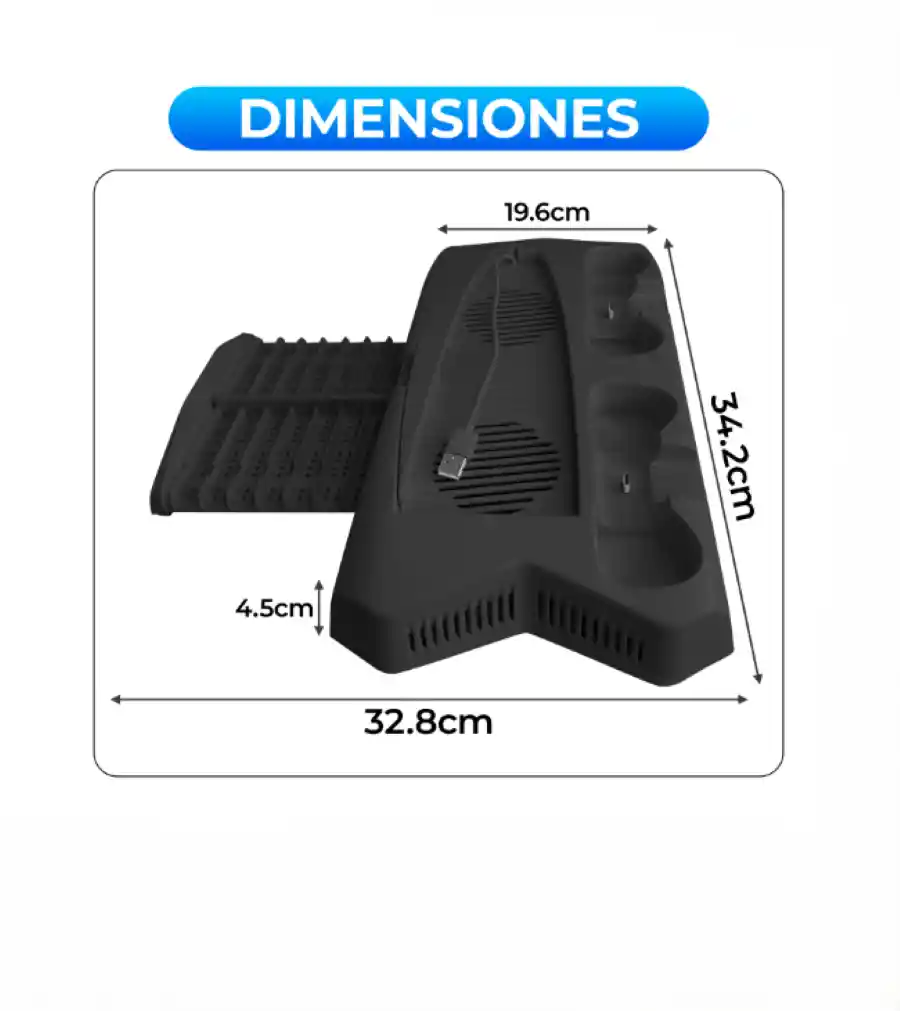 Base Refrigerante X2 Cooler Fan + Doble Cargador Para Controles Ps5 + Soporte Para Video Juegos X 3 Usb A